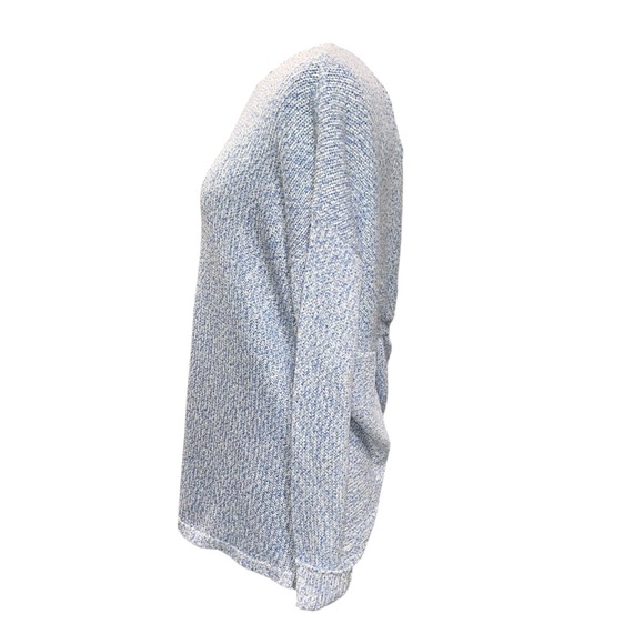 NEW Ann Taylor Loft Blue & White Rib Knit Twist Back Textured Sweater Medium - Picture 4 of 9